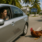Huhn überfahren, Auto, Huhn