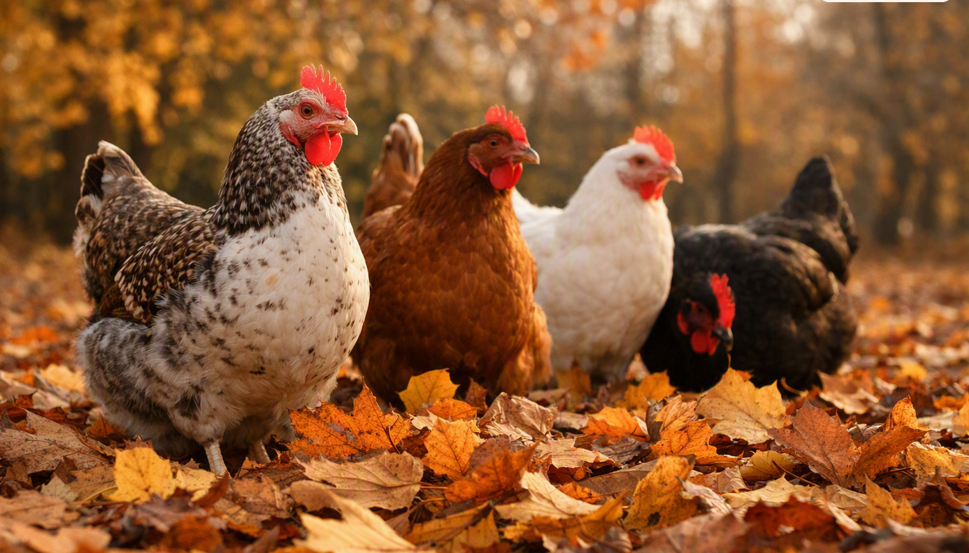 Hühner im Herbst, Foto: Copilot/KI